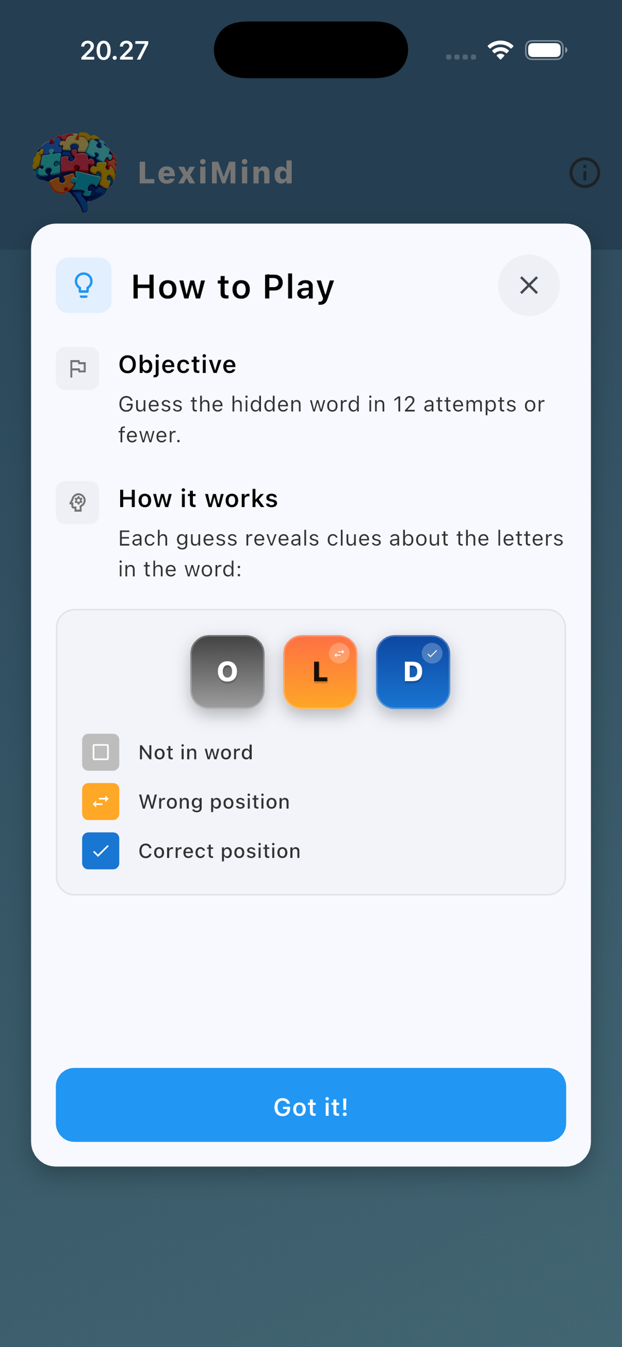 Help screen